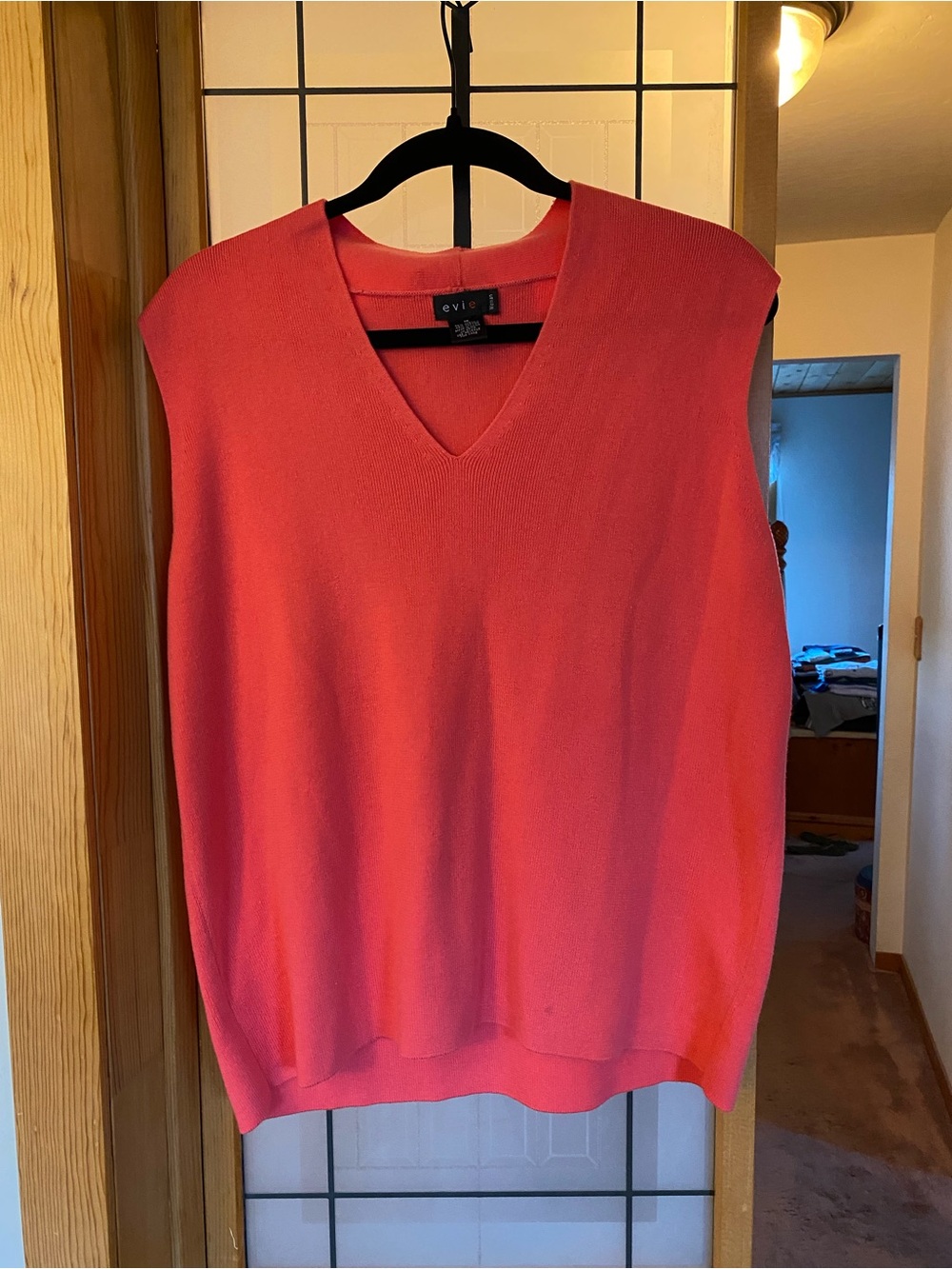 EVIE Coral Pink V-Neck Sweater Vest